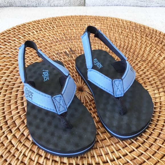 Toddler Boy Sandals Flojos Blue Black Shoes Size 5 New - Picture 1 of 2